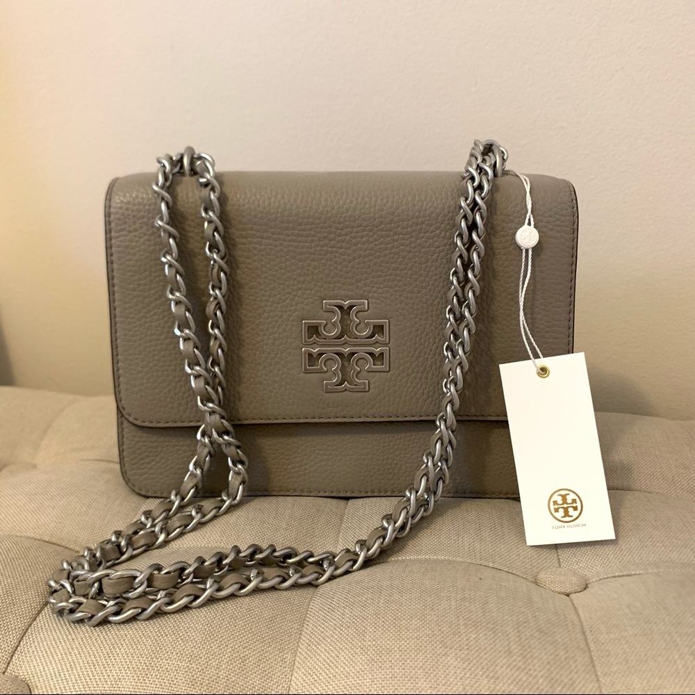 NWT - Tory Burch Britten Small Adjustable Shoulder Bag / French Gray / 036